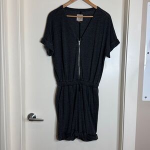 ChaSor Grey Zip Front Romper